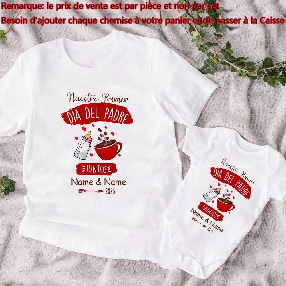 Personalised Our First Father's Day Family Matching Outfits Dad Shirts Baby Rompers Family Clothes First Father's Day Gift 4