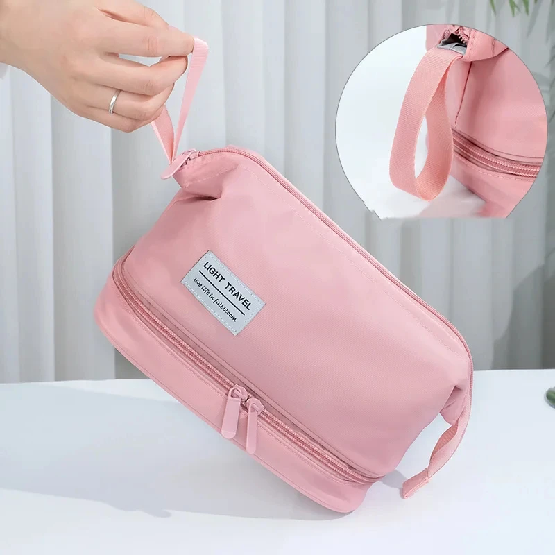 Tragbare Kosmetikpinsel-Tasche für Reisen, große Kapazität, doppellagig, wasserdicht, Make-up-Tasche, Aufbewahrungstasche für Damen, Toilettenartikel-Organizer – Detail 8