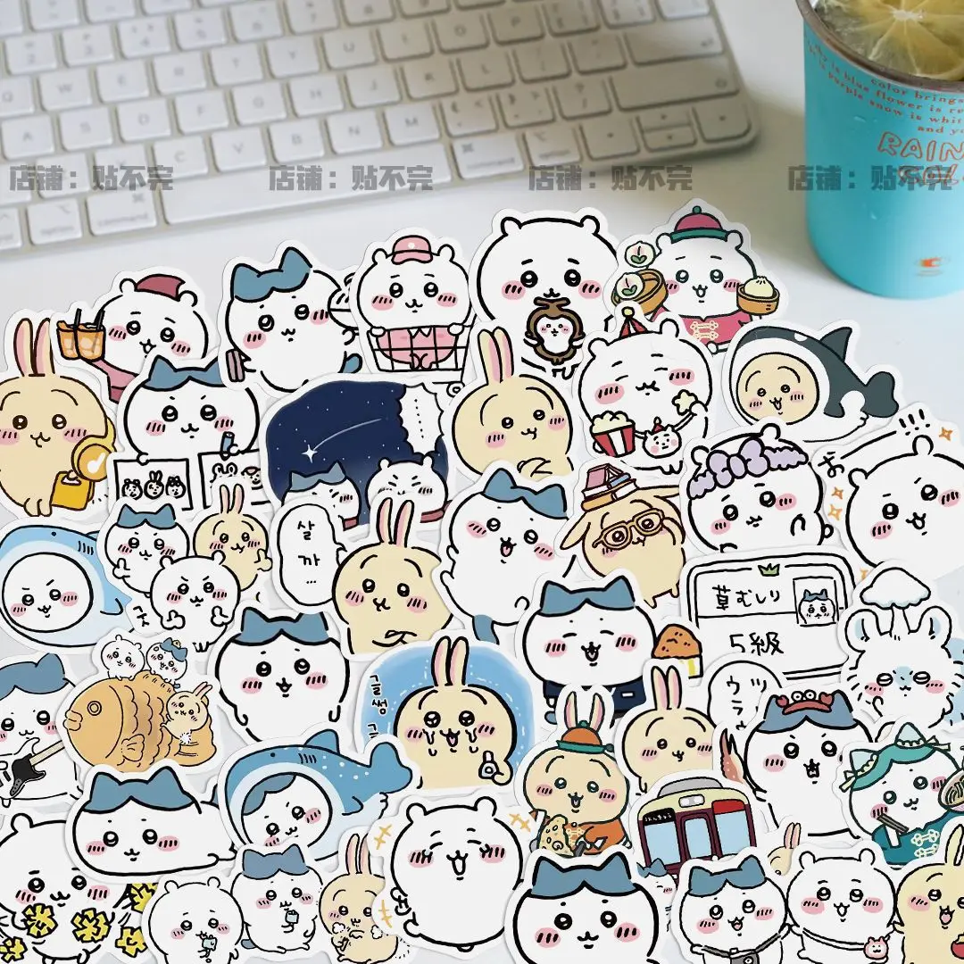 

60pcs Cartoon Chiikawa Stickers Cute Anime Hachiware Usagi Kawaii Diy Scooter Guitar Mobile Phone Water Cup Decorative Stickers