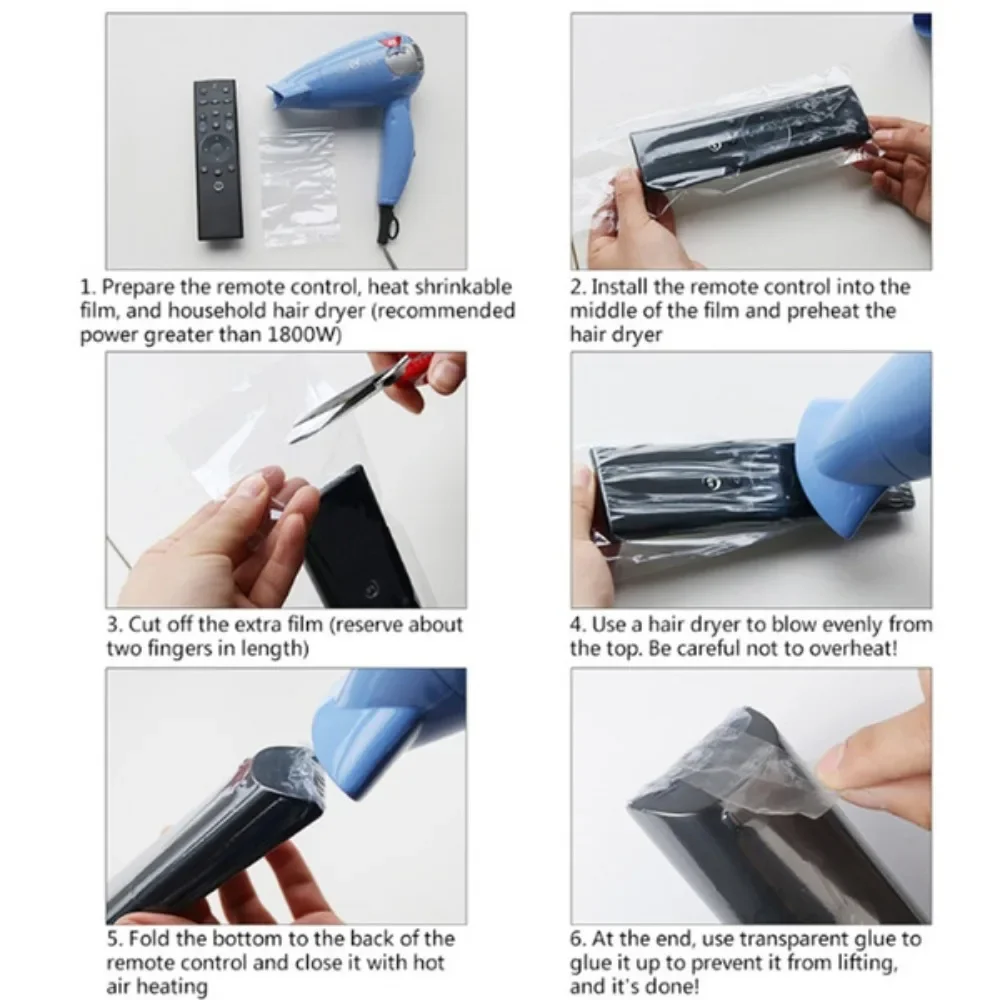20/50PC Remote Control Heat Shrinkable Film Protective Sleeve