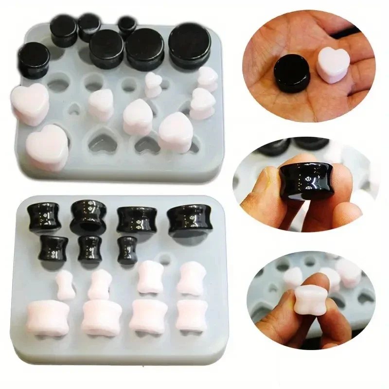Ear Stretching Mold Silicone Jewelry Molds Round Heart Shaped Ear Expander Moulds Perfect for DIY Stretching Enthusiasts
