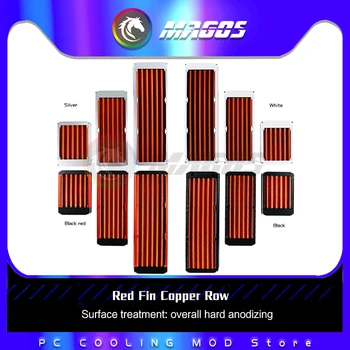 풀 구리 수냉식 라디에이터, 120 240, 360mm, 레드 핀, 워터 보드 콜드 로우, CPU GPU RAM 방열판, 교환기 팬 쿨러