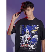 الظل القنفذ الكرتون هدية تي شيرت للرجل بلوزات كبيرة الحجم Vintage Heroes سونيك تيشيرت مطبوع 100% القطن ملابس رجالية 3