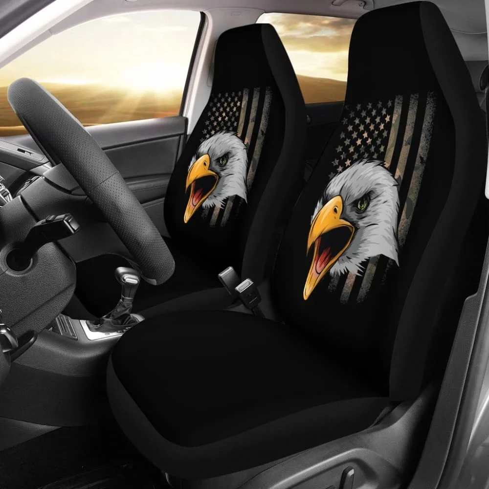 

Amazing Green American Flag Custom Eagle Car Seat Covers,Pack of 2 Universal Front Seat Protective Cover