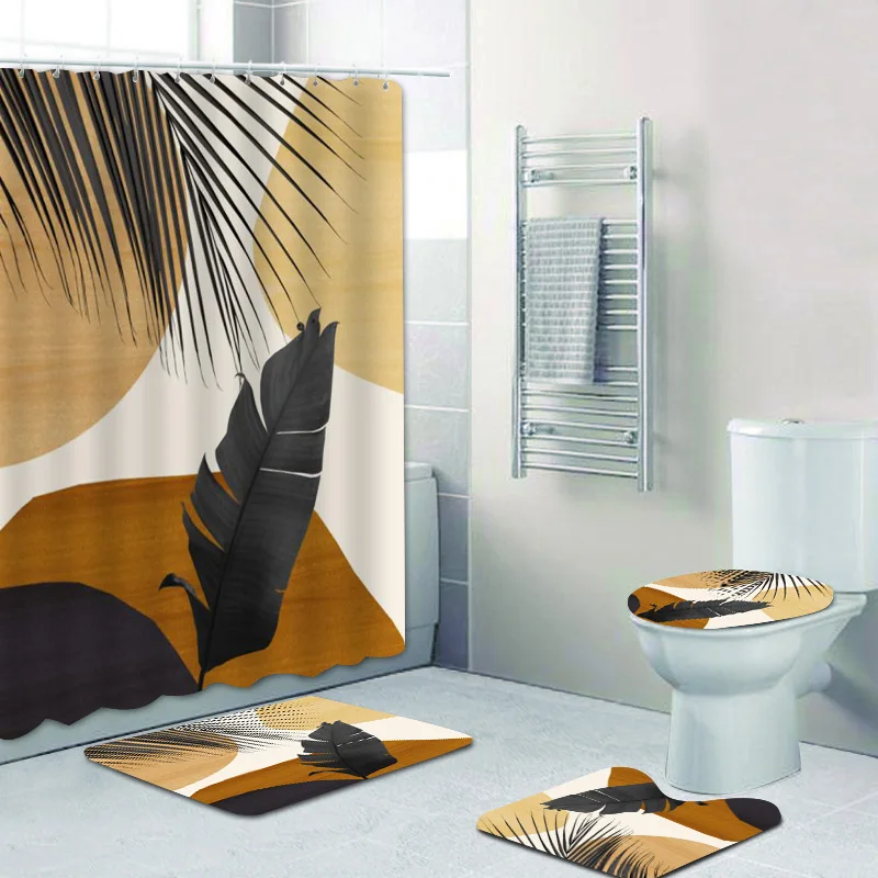 

Нордическая Минималистичная тропическая Пальмовая художественная занавеска для душа в комплекте для домашнего декора современные банановые деревья листья занавески для ванной комнаты коврики
