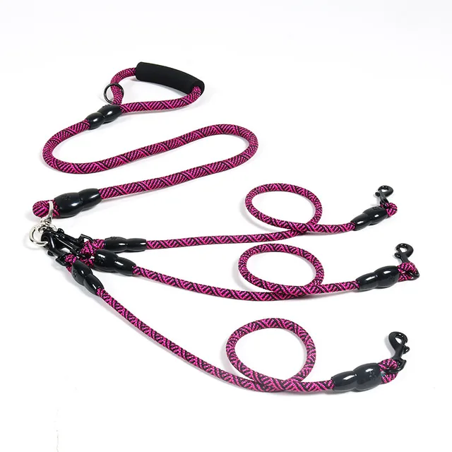 S739a33dd76644c12a6635ebd4d168f7eL.jpg Nylon Weave Three Heads One Drag Three Dog Leash Round Rope Pet Traction Belt Dog Chain Strong Safety Dog Lead Leash Foam Handle