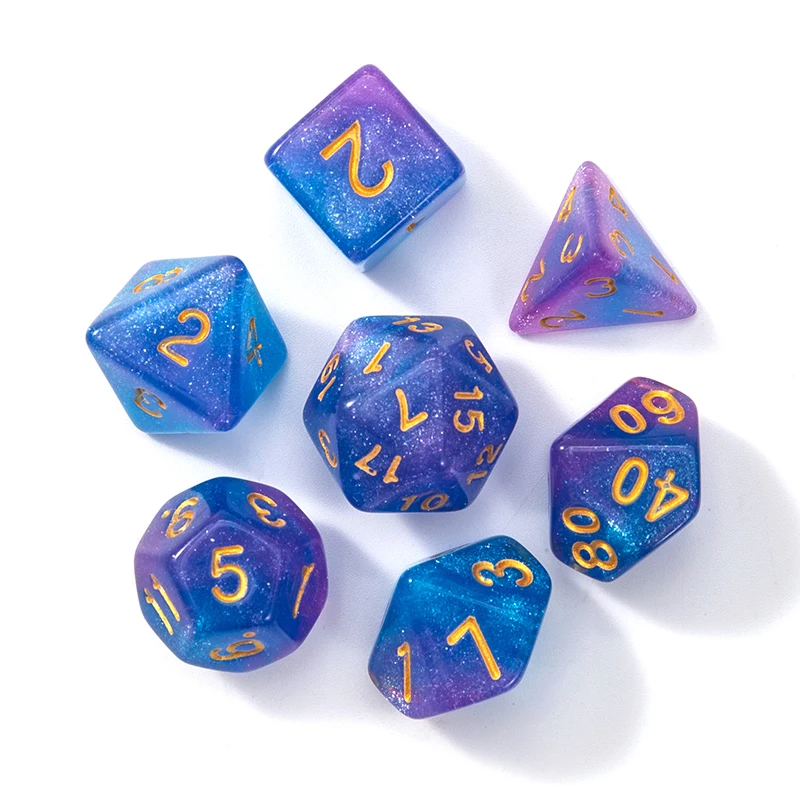 7Pcs D4/6/8/10/12/20 Multi-Sided Gem Dice Die For RPG Dungeons & Dragons DND D&D Games Set Random Color images - 6