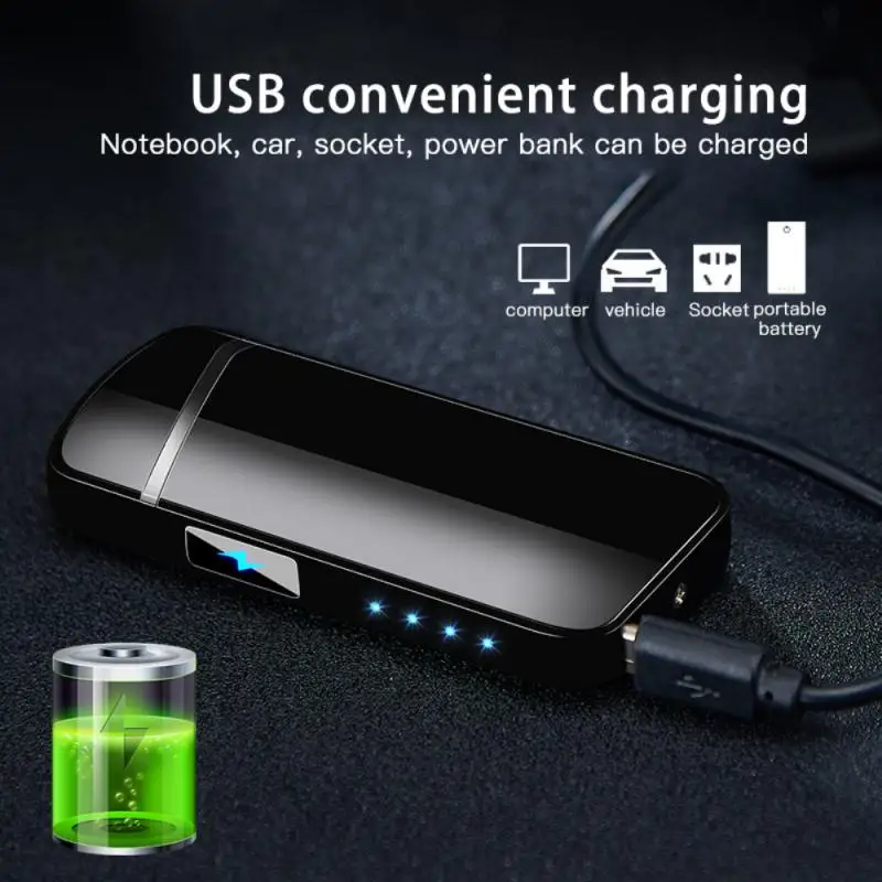 LCD Touch Switch Dual Arc Electric Lighter USB Rechargeable With Battery Display Wind-Resistant Lighter Accessories (NOT GAS)