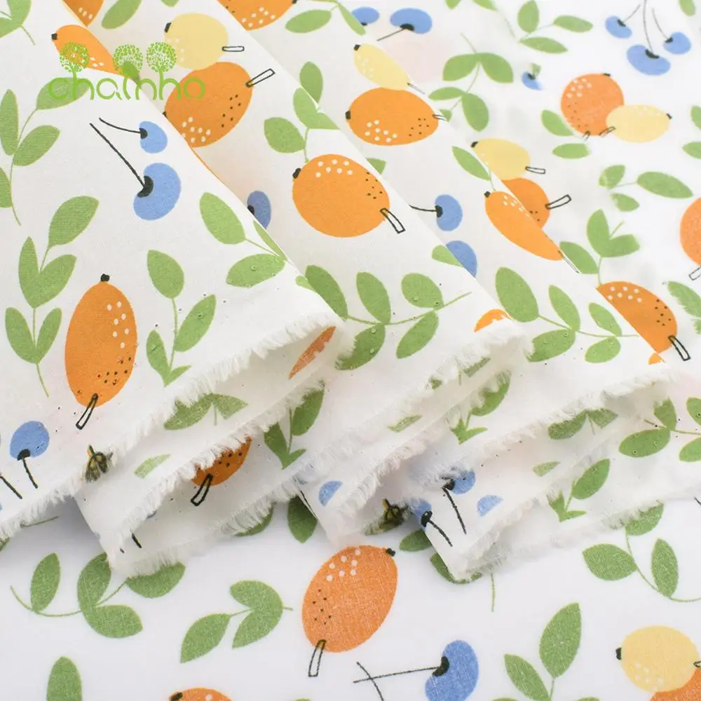 Chainho,Printed Plain Weave Poplin Cotton Fabric,DIY Sewing Quilting Material,Patchwork Cloth,Berry Series,3 Big Sizes,15PC18