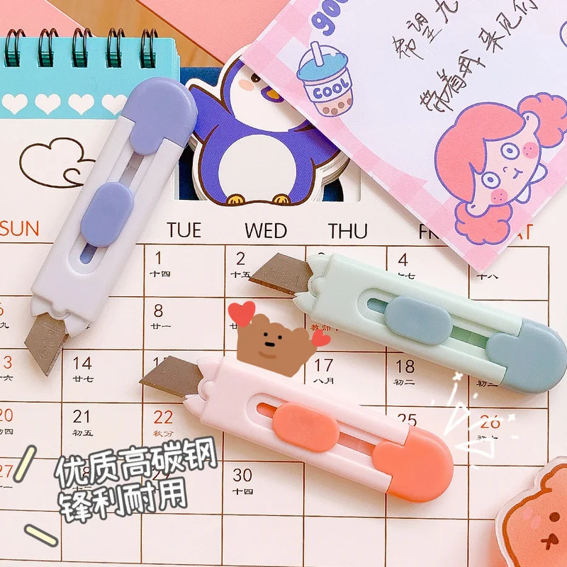 1 PC Mini Letter Opener Utility Knife Cute Retractable Paper Cutter Scrapbooking Tools Stationery for School Office