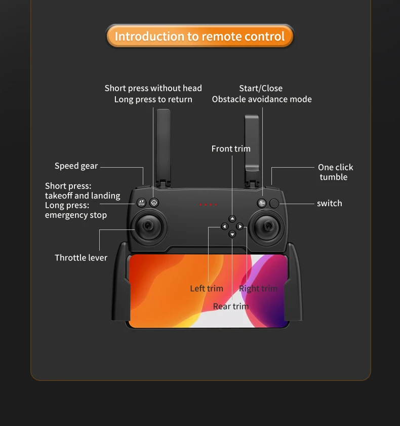 KBDFA S820 Drone, short press without head start/close long press to return obstacle avoidance