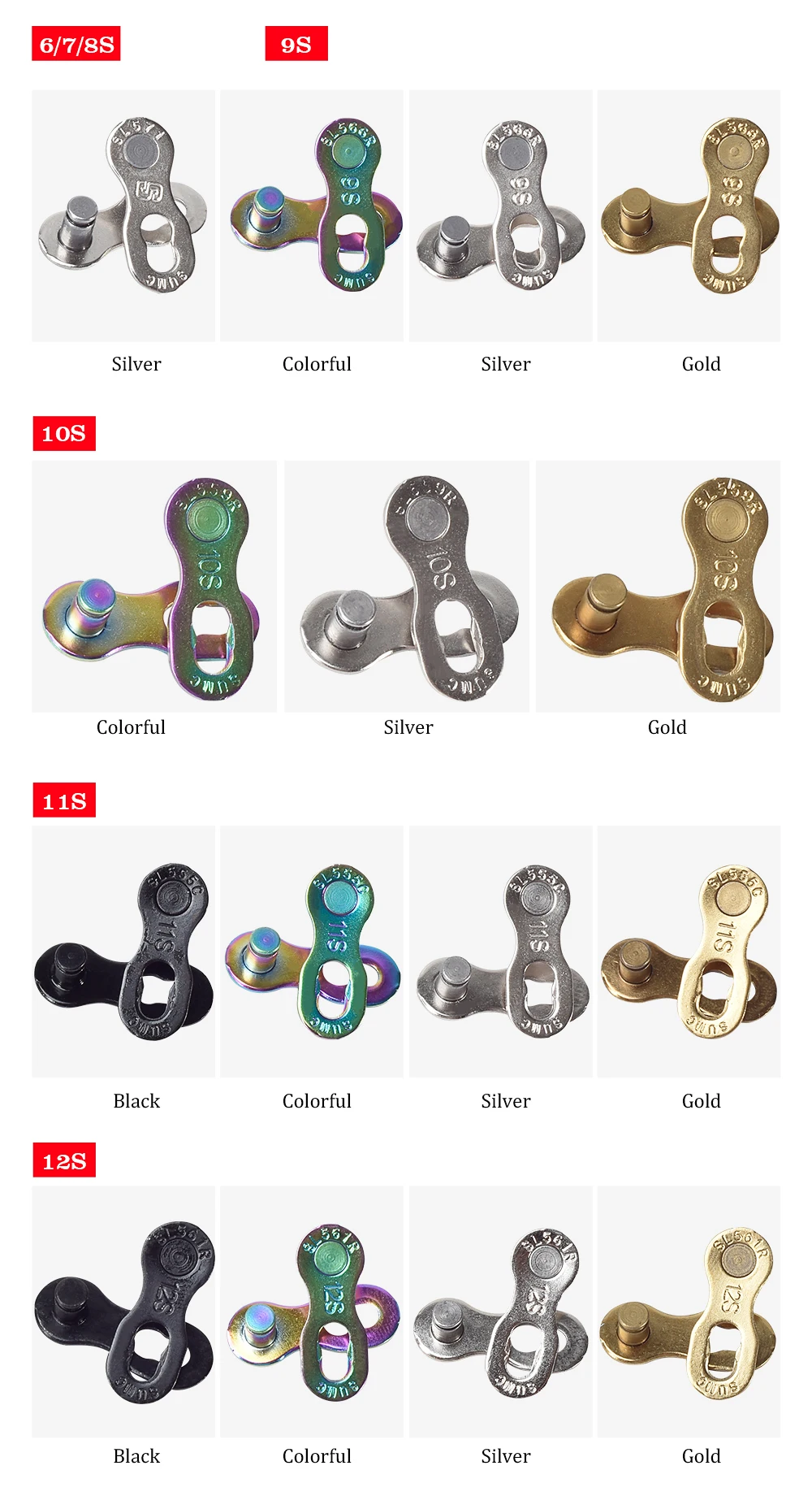 Description Picture 4 of item2 Pairs Bicycle Chain Magic Buckle 6/7/8 9 10 11 12 Speed Missing Link Reusable MTB Road Bike Chain Quick Link Shimano/SRAM