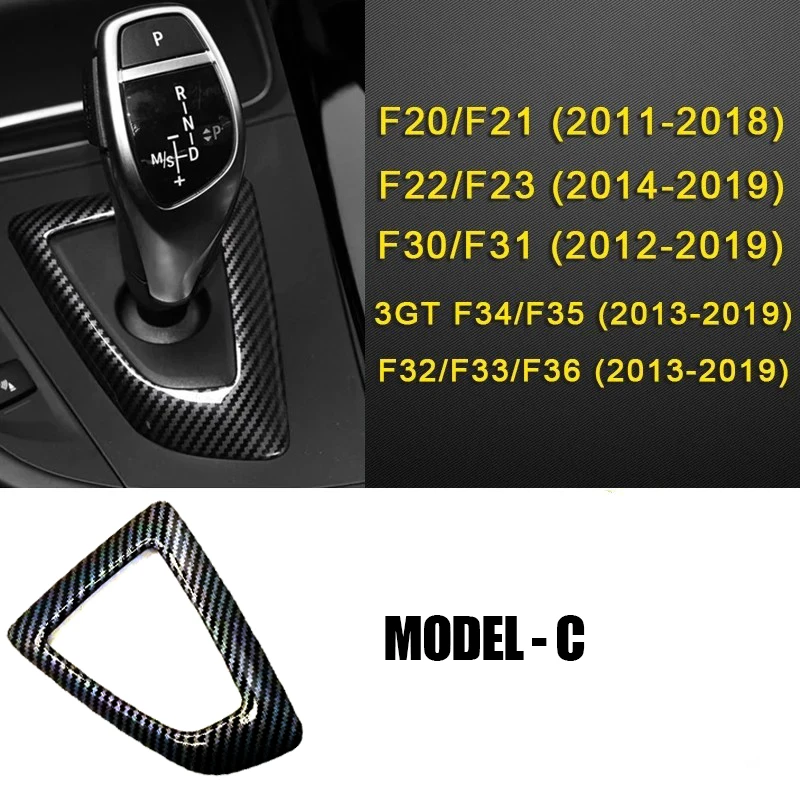 Carbon Fiber Texture For BMW F30 F10 F15 F07 F20 F21 F22 F32 F34 F35 5GT Car Gear Shift Panel Frame Gear Knob Cover Head Trim