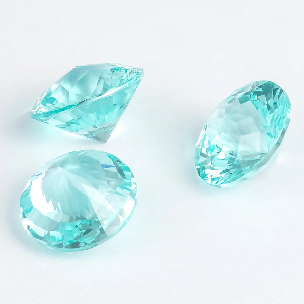 1-3ct Blue Green Color Emperor Cut Lab Grown Paraiba Loose Stone Round Shape for Diy Jewelry Making Wholesale