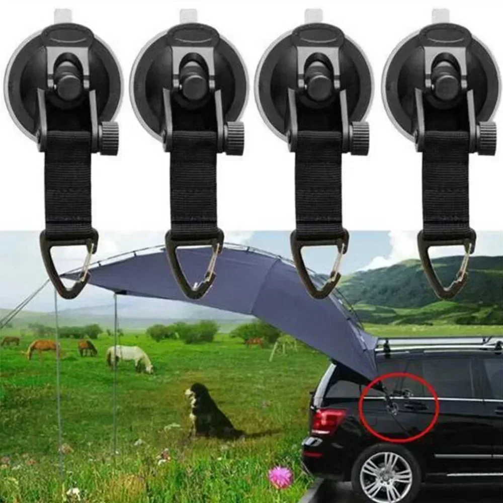 1/4PCS Car Tent Suction Cups Buckle Side Round/Triangular Awning Anchors Outdoor Camping Tent Suckers Anchor Securing Hook