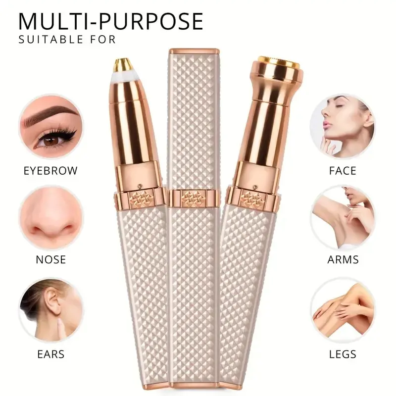 1pc Rechargeable 2-in-1 Hair Shaver Eyebrow Razor With LED Light Painlessly Remove Peach Fuzz Facial Hair Eyebrows Lips