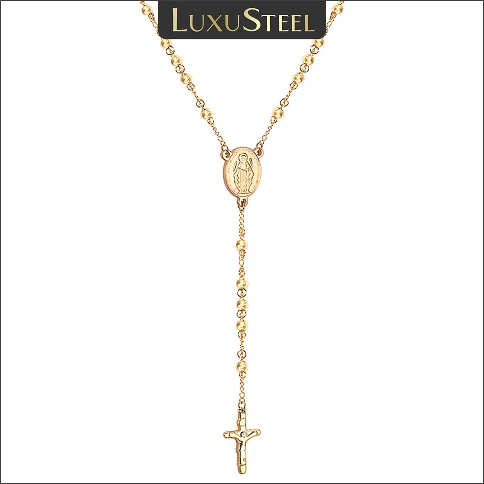 Collana Rosario Con Croce E Perline Colorate - 50cm Per Uomo/Donna - Foto 4