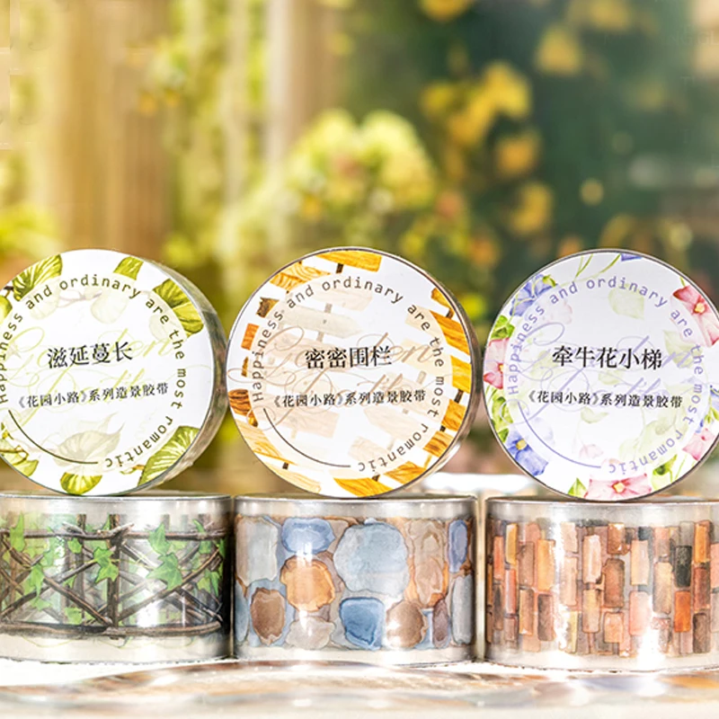 Mr. Paper, Garden Path Series PET Landscaping Tape, Little Fresh Style Fence Hand Account Decorative Tape Priming Material Tape 6