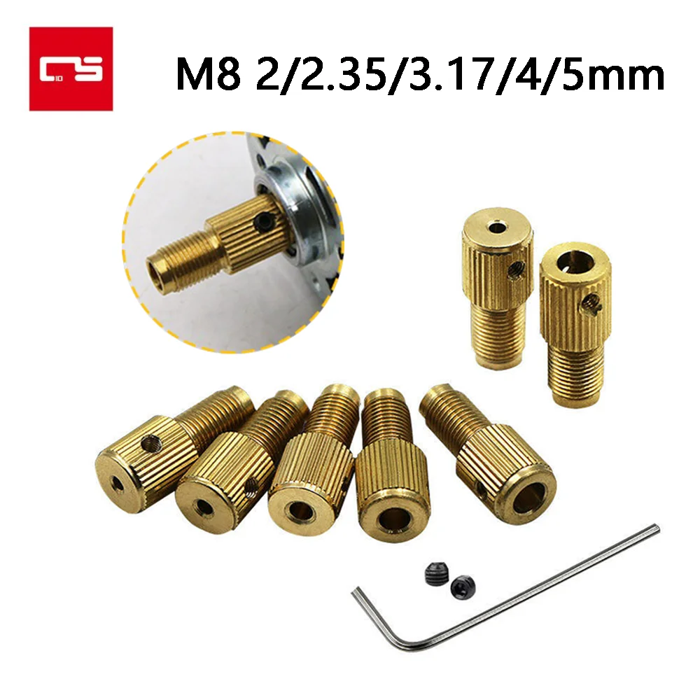 M8 Drill Chuck Copper Clamp Micro Drill Bit Fixture Brass Electric Motor Shaft for 2/2.3/3.17/5mm Mini Drill Multi Tool With