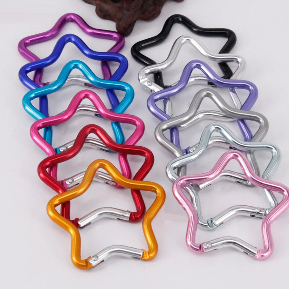 

Brand New Carabiner Multi-purpose Heart Spring Hook Aluminum Alloy Clothing Backpack Colorful Five-pointed Star