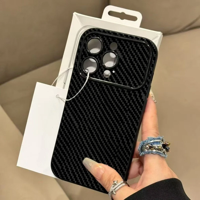 Premium Black Carbon Fiber Pattern Shockproof Phone Case
