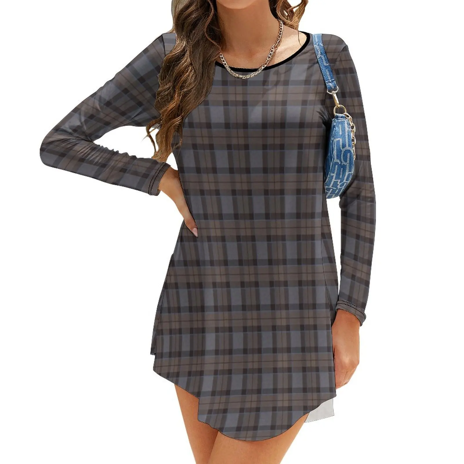 

outlander tartan - fraser tartan Long-Sleeve Dress Women's evening dress dress for woman chic and elegant woman