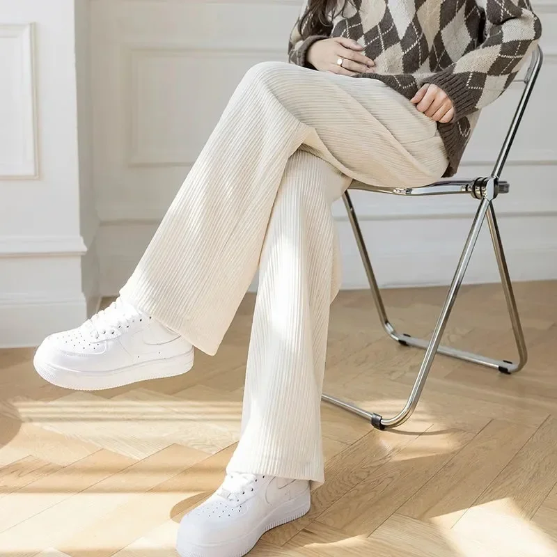Maternity Pants For Pregnant Women Loose-fit Bell Bottoms Spring Autumn Thin Style High-waisted Trousers Maternity Clothes 4