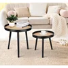 Rattan Round Side Table, Black Small End Table, Accent Table, Modern Boho Bedside, Mid-Century Patio Side 2