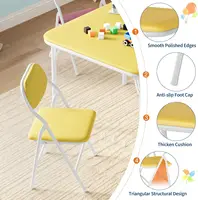 5-Piece Kids Folding Table and Chairs Set, Toddlers Children's Activity Table and Chairs Set for Dining Room,Daycare,Classrooms 3