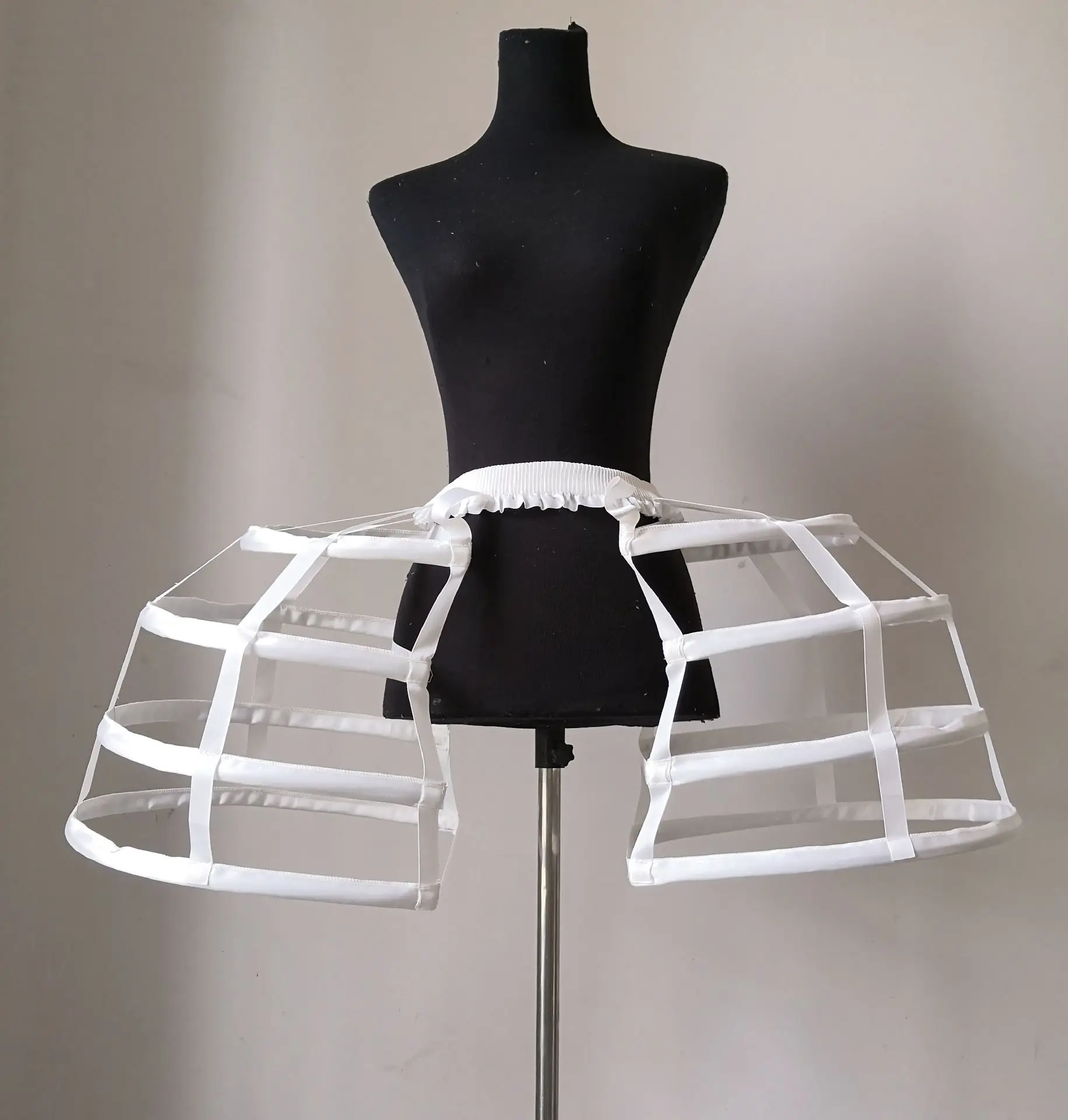 Women Short Bird Cage Petticoat Cosplay  Hollow Out Wiring Hoops Wedding Prom Crinoline Slip Vintage Rococo Underskirt hollow ruffled bird cage fishbone skirt support girls cosplay petticoat