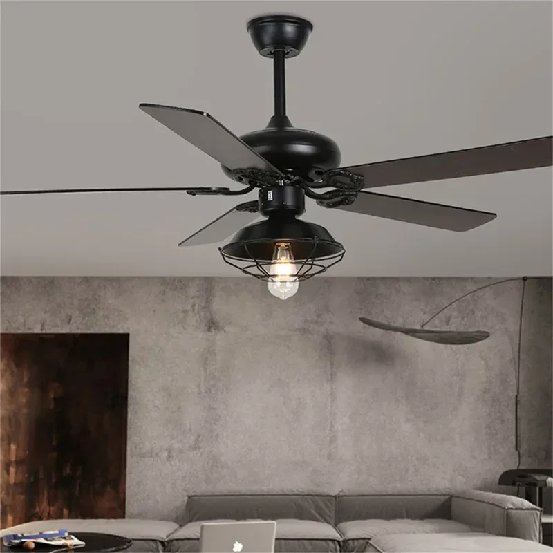 ASHER European Luxury LED Fan Light American Retro Living Room Restaurant Bedroom Ceiling Fan Light Remote Electric