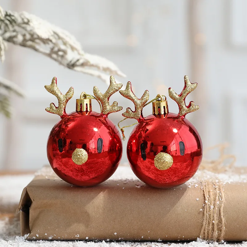 

2pcs Elk Christmas Balls Ornaments Xmas Tree Hanging Bauble Pendant Christmas Decorations for Home New Year Party Navidad 2022