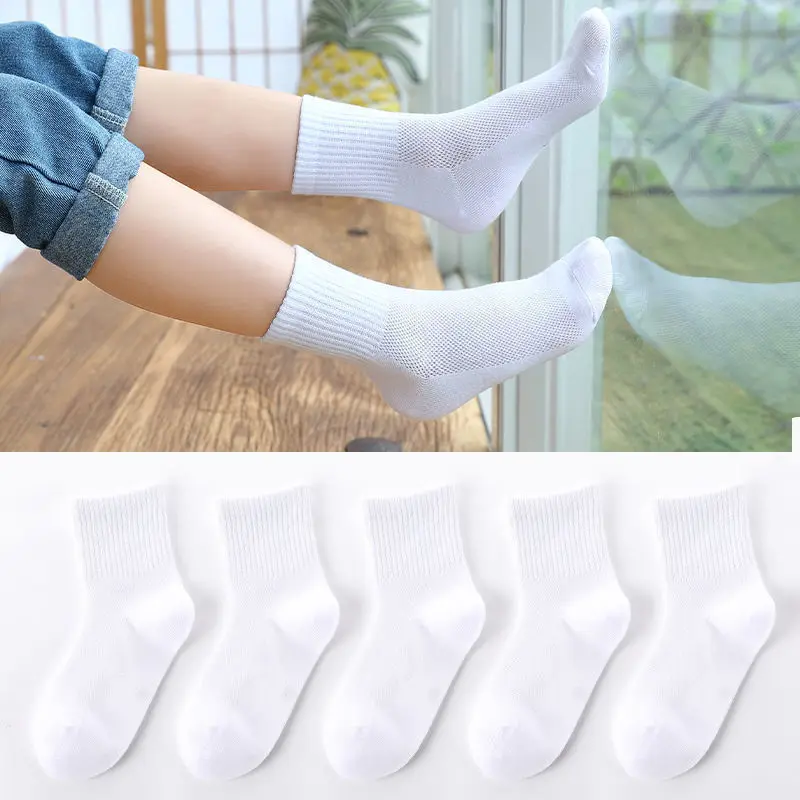 5 Pairs/ Lot Pure Colour Soft Breathable Cotton Kids School Socks Girls Boys Casual Grey Black White Sports Children's Socks kids socks