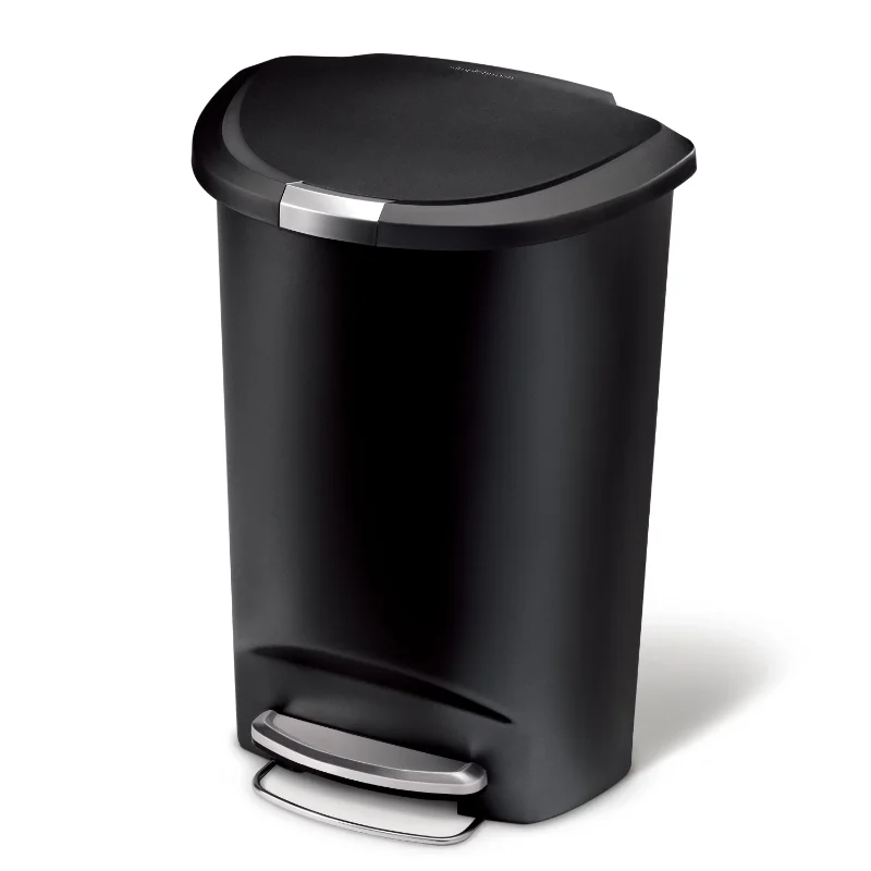

13 Gallon Plastic Step On Trash Can, Semi-Round Kitchen Garbage Can, Multiple Colors