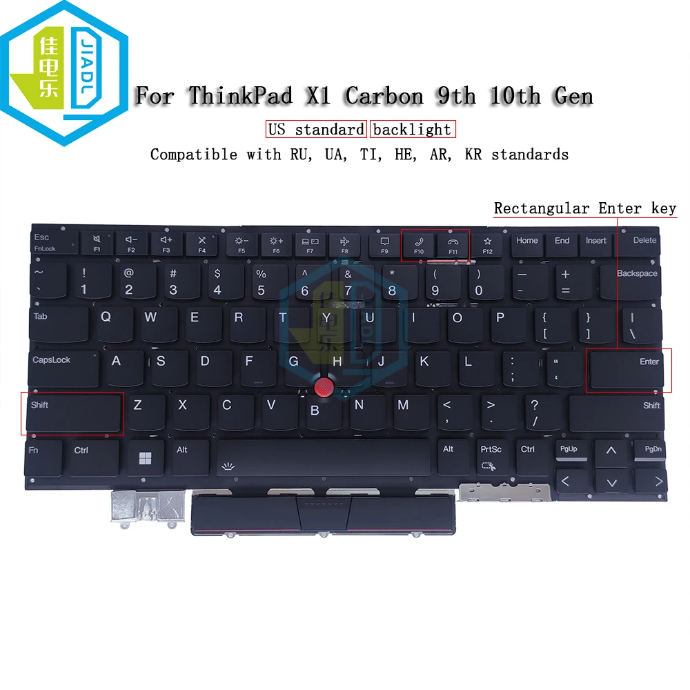 Teclado Trackpoint Retroiluminado para Lenovo Lenovo Thinkpad x1 Carbon us ru ne Sueco 9th 10th Gen 20xw 21cb Teclados de Substituição Novo - Imagem 3
