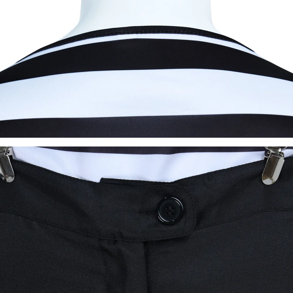 Generic Black and White Striped Mime Costume with Mirror Prop for Men (Unofficial)