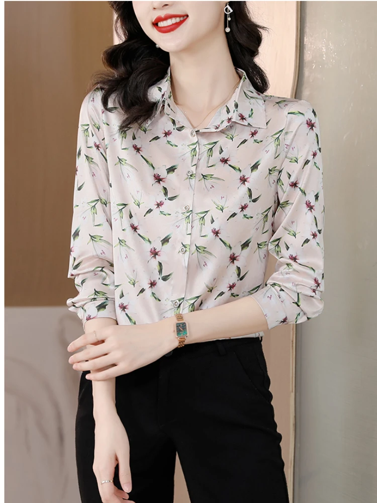 DB MOON Women's Chiffon Blouse 2025 - 3/4 Bell Sleeve Tie Neck Dressy Top