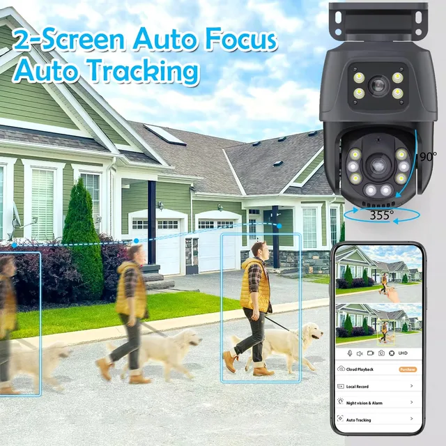 Gadinan PTZ Dual Screens Smart Wired POE IP Camera 6MP Dual Lens Tracking Motion Detection Two-way Audio CCTV Video Surveillance 3