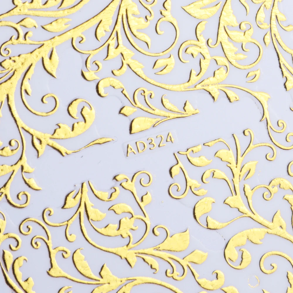 Nail Stickers 20Sheets Gold 3d Nail Art Stickers Hollow Decals Mixed Designs Adhesive Flower Nail Tips Decorations Salon Accessory LAAD301-326