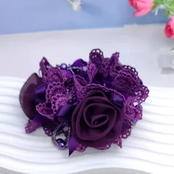 Elegant Red Floral Wide Circle Headband (Purple)