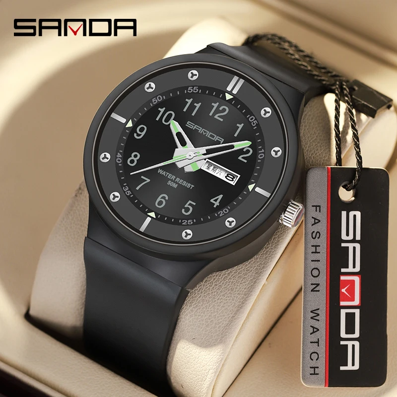 

New 2024 Top Men's Watches Youth Fluorescent Fashion Trend Outdoor Waterproof Sanda 9012 Calendar Quartz Watch