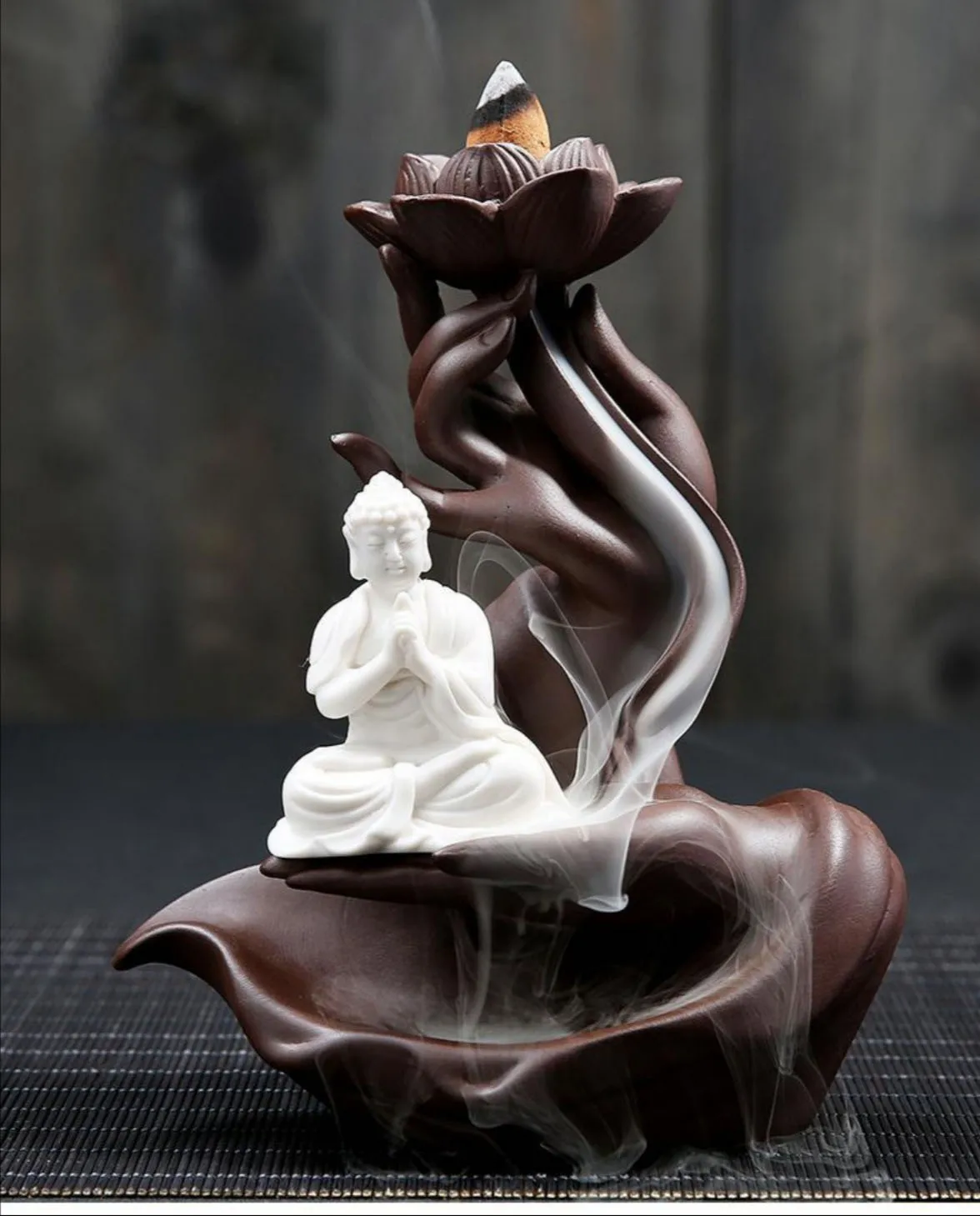 Objet décoratif Ceramic Purple Sand Zen Buddha Hand Sandalwood Backflow  Incense Burner Decor XSL90502630B_kit5205 - Cdiscount Maison