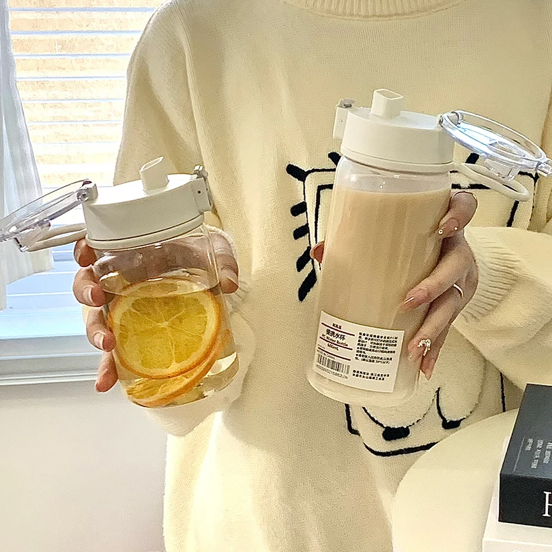 Description Picture 6 of item350/550/800Ml  Water Bottle With Time Scale Portable Transparent Kawaii Water Bottle Sports Water Cup Plastic Handy Cup