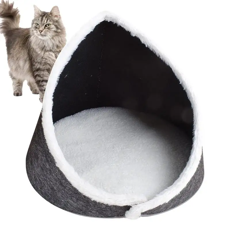 

Cat Caves For Indoor Cats Semi-enclosed Round Felt Bed Pet Nest Tent With Reusable Cushion Wear-resistant Cat Bed For Indoor