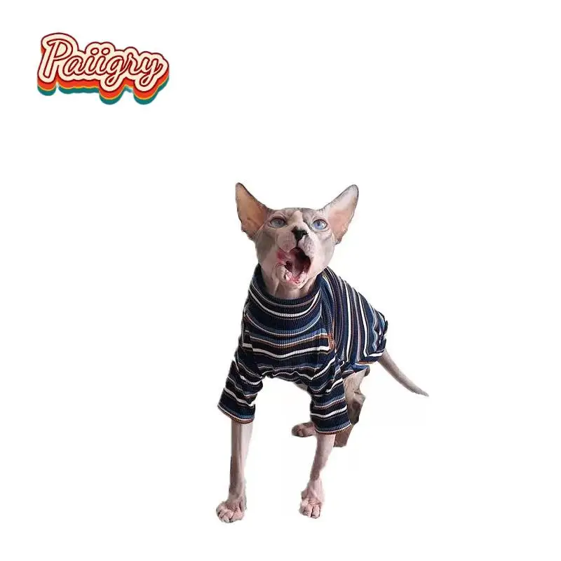 High cold retro style cat pet T-shirt, trendy fashion short sleeve, hairless cat must-have, summer pet clothing 3