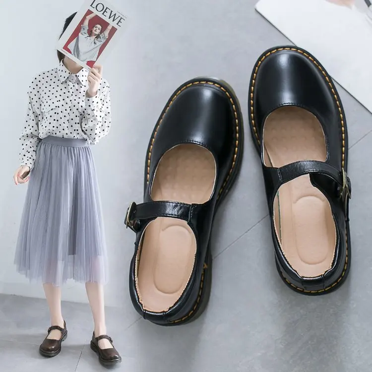 

Retro Woman Shoes Shallow Mouth Female Footwear Round Toe Casual Sneaker British Style Oxfords Summer Dress New Preppy Leather S