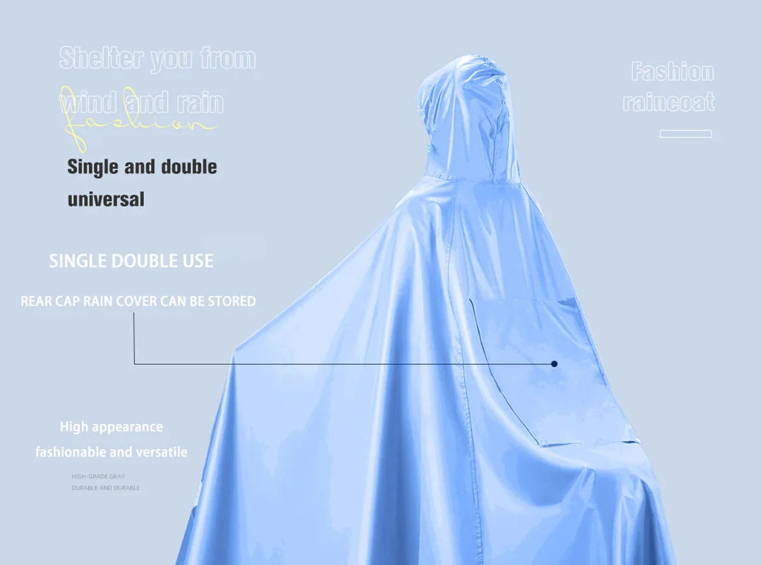 Long Style Full Body Rain Protection for Hiking, Camping, Fishing, Electric Battery Car, and Motorcycle Bike Rain Poncho