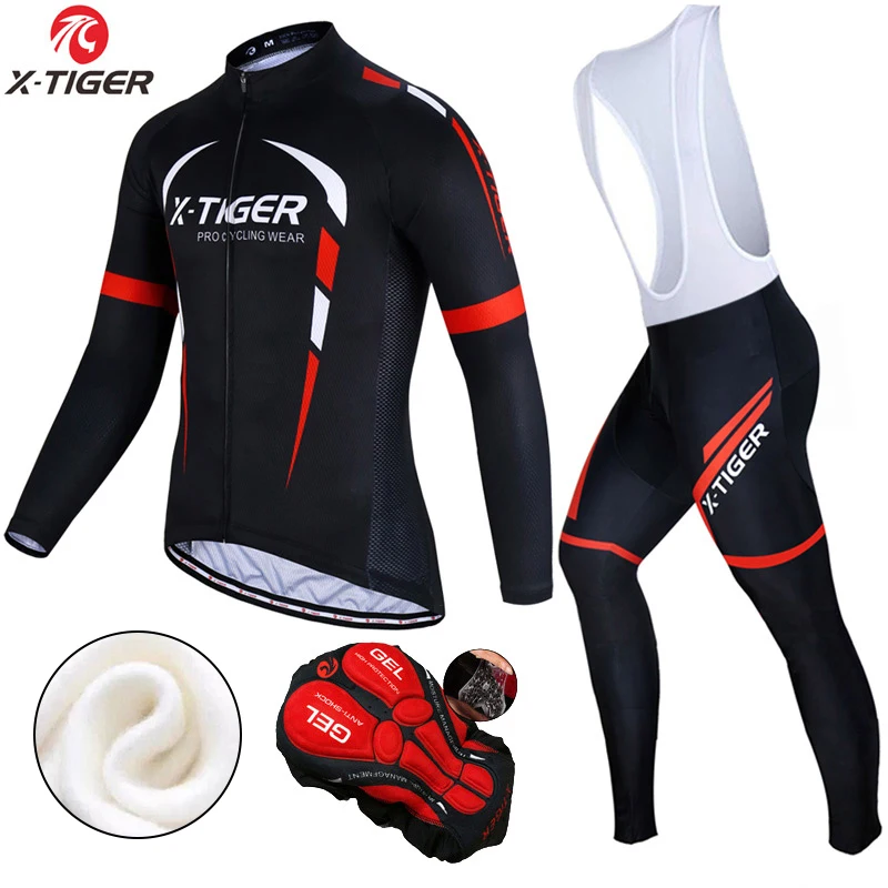 X-Tiger XM-ZBT-022 Winter Fleece Cycling Jersey Set Long Sleeve