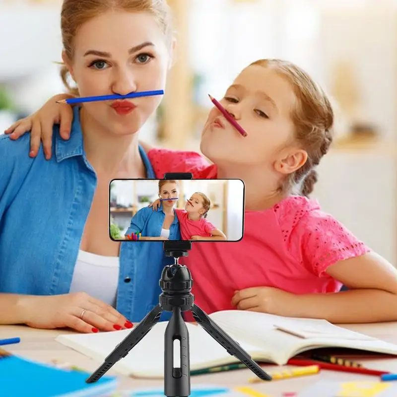 

Phone Mini Tripod Desk Stand Portable Gimble Fixable Professional Aluminum Pan Head Clip Smartphone Holder Camera Stable Holder