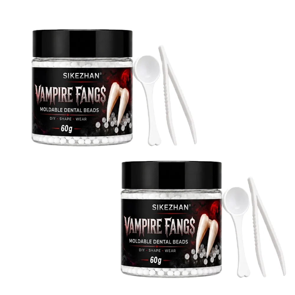 Spooky Vampire Fangs DIY Kit with Moldable Adhesive Beads for Cosplay and Costume Parties